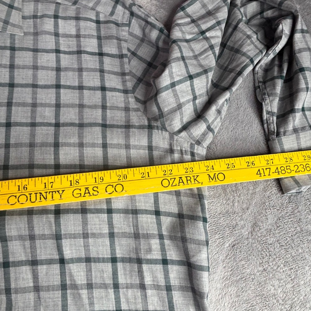 Peter Millar Shirt Mens Large Grey Green Plaid Winter Soft Twill L button up - Picture 5 of 12